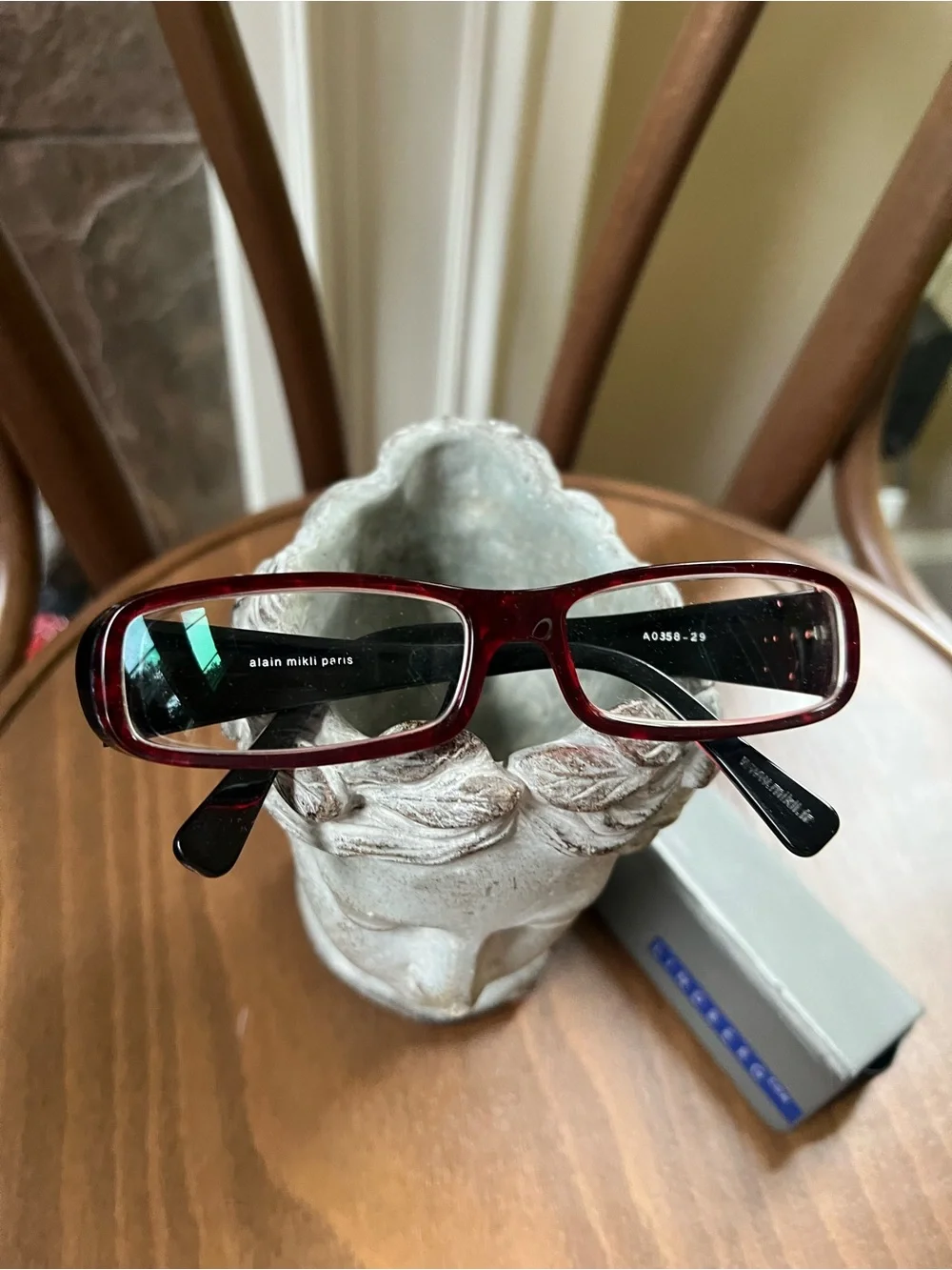 Alain Mikli vintage y2k Rectangular Glasses Frames Burgundy Red Black A0358-29